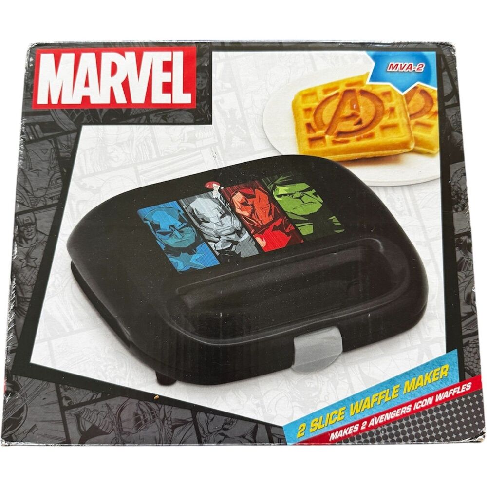 Marvel Avengers 2 Slice Non Stick Waffle Maker MVA-2 Kitchen Appliance NIB